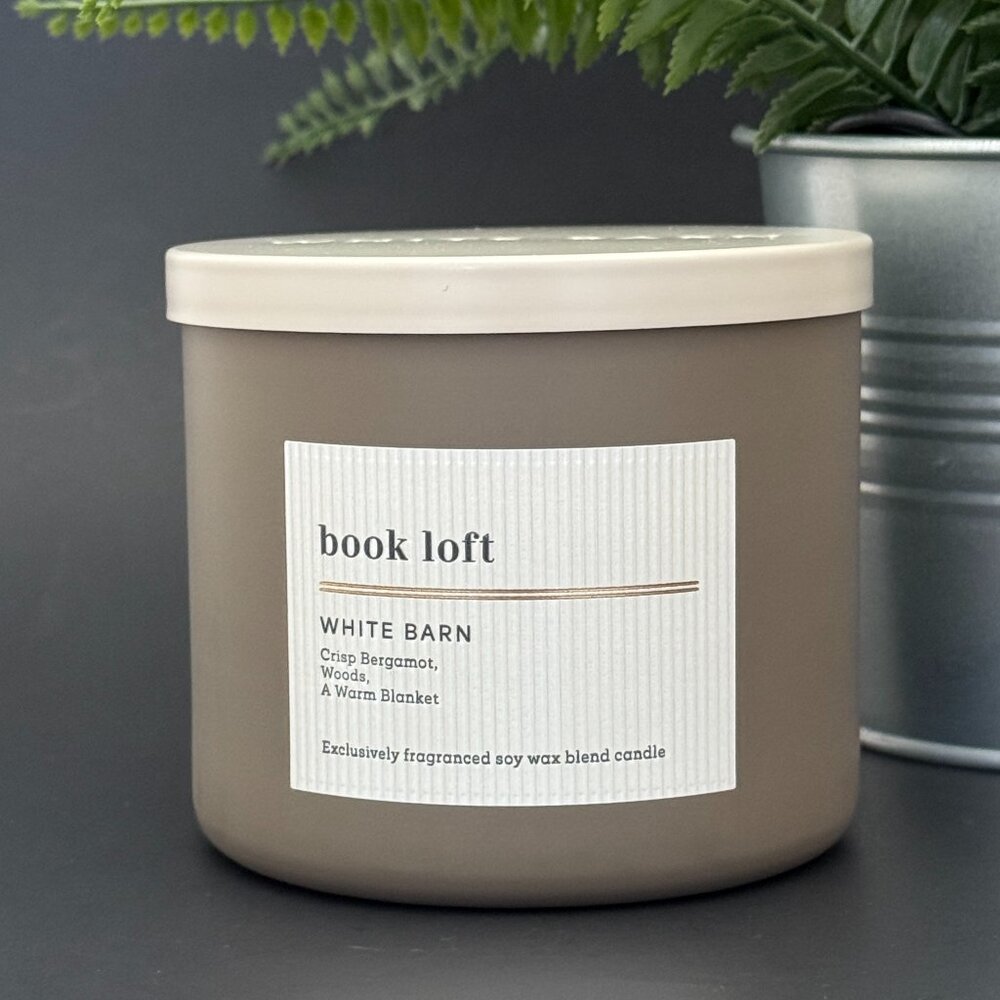 BBW Book Loft White Barn Bath & Body Works 3 Wick Candle